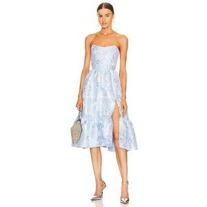 V. Chapman Virginia Strapless Gown in Chambray Blue Baroque Floral